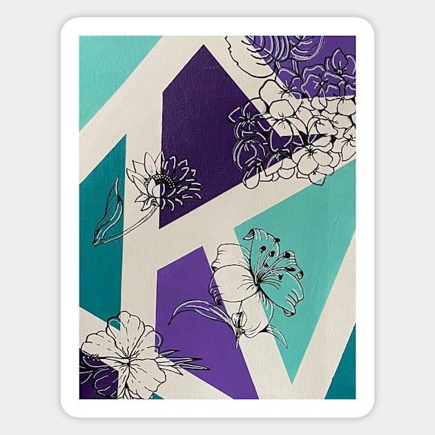 Flowers with teal and purple Sticker by DentistArt2022